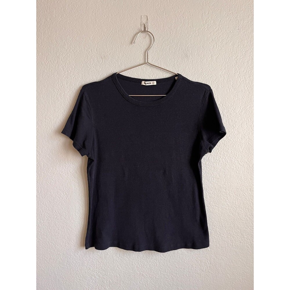 Buck Mason Women's Heirloom Rib Short Sleeve Tee in Soft Black Size XL